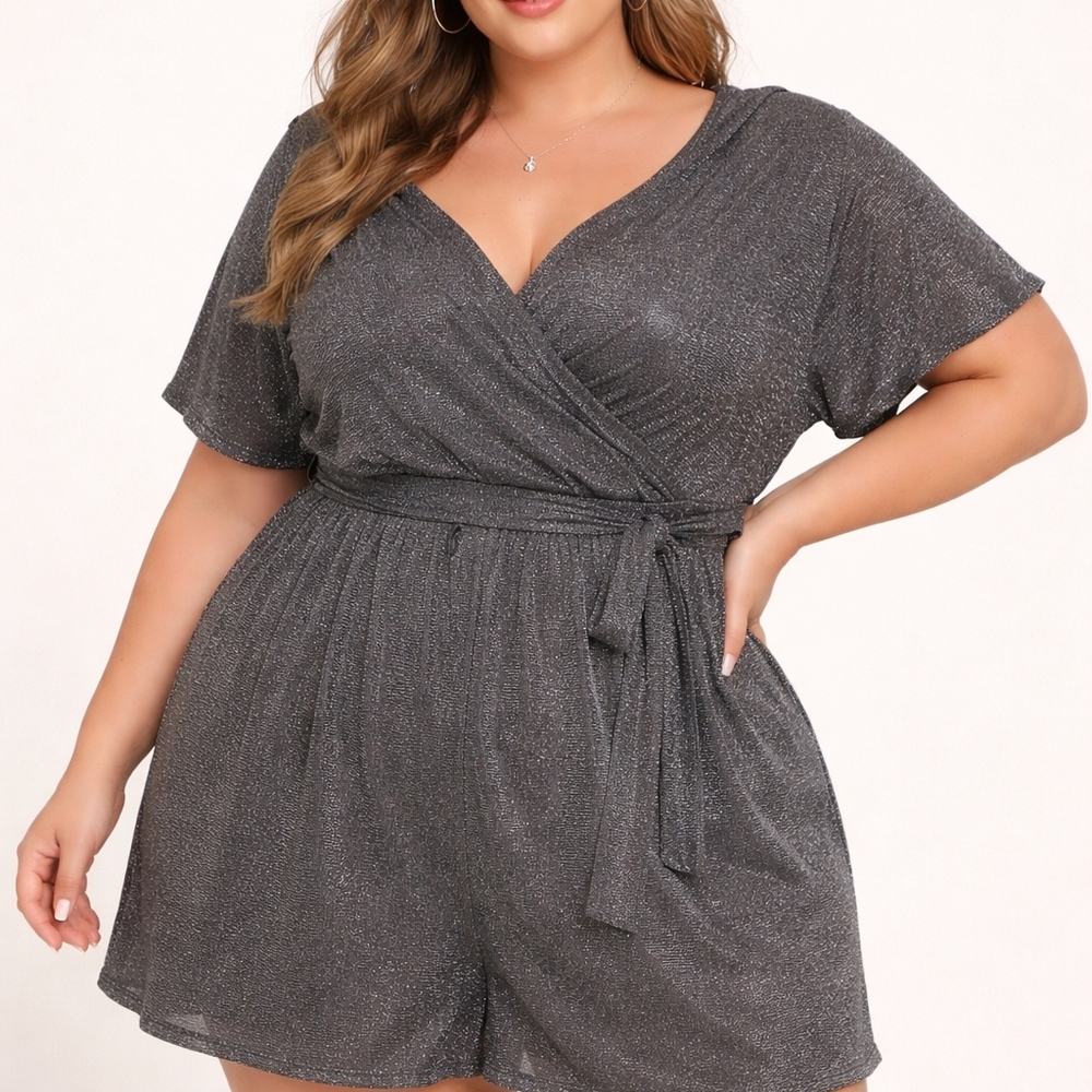 Torrid Elegant Black & Silver Romper